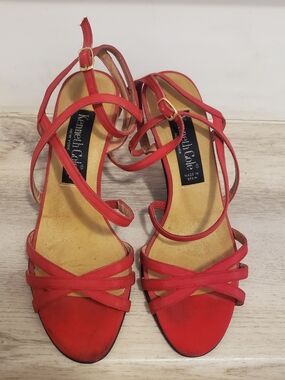 VTG 90' Kenneth Cole Red Crisscross Strappy Heels